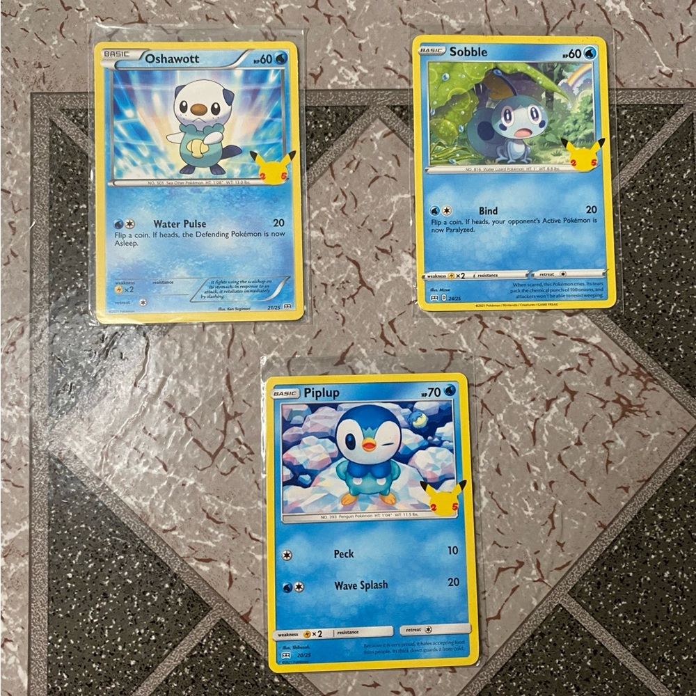 Pokemon McDonald's 25th anniversary Promo 3 card lot Oshawott, Sobble, Piplup 21